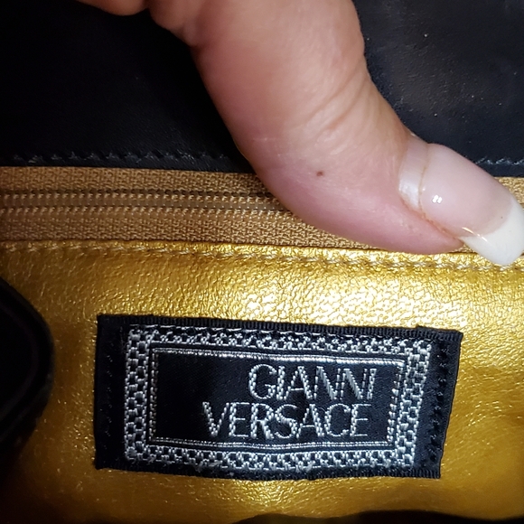 Gianni Versace Floral Black Leather/Canvas Bucketbag Shoulderbag/CB. - Picture 6 of 12